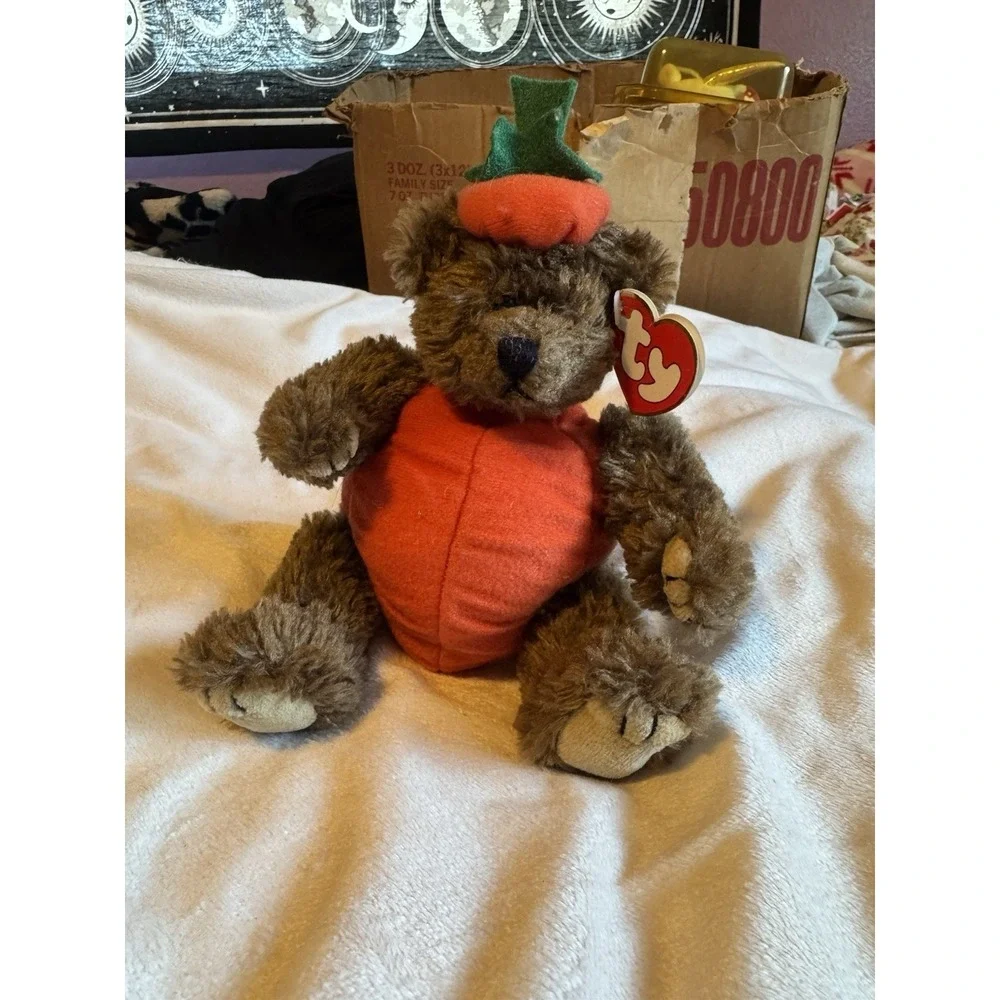 Ty Beanie Baby Peter Pumpkin Bear 1993 Vintage Plush Toy